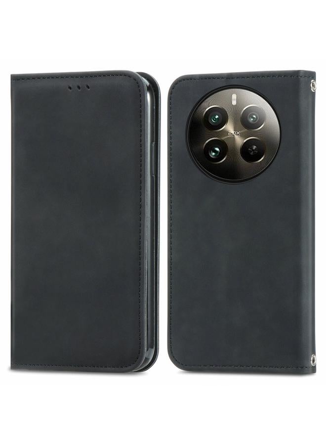 S-TOP Case For Realme 12+ Retro Skin Feel Magnetic Flip Leather Phone Case - Image 1