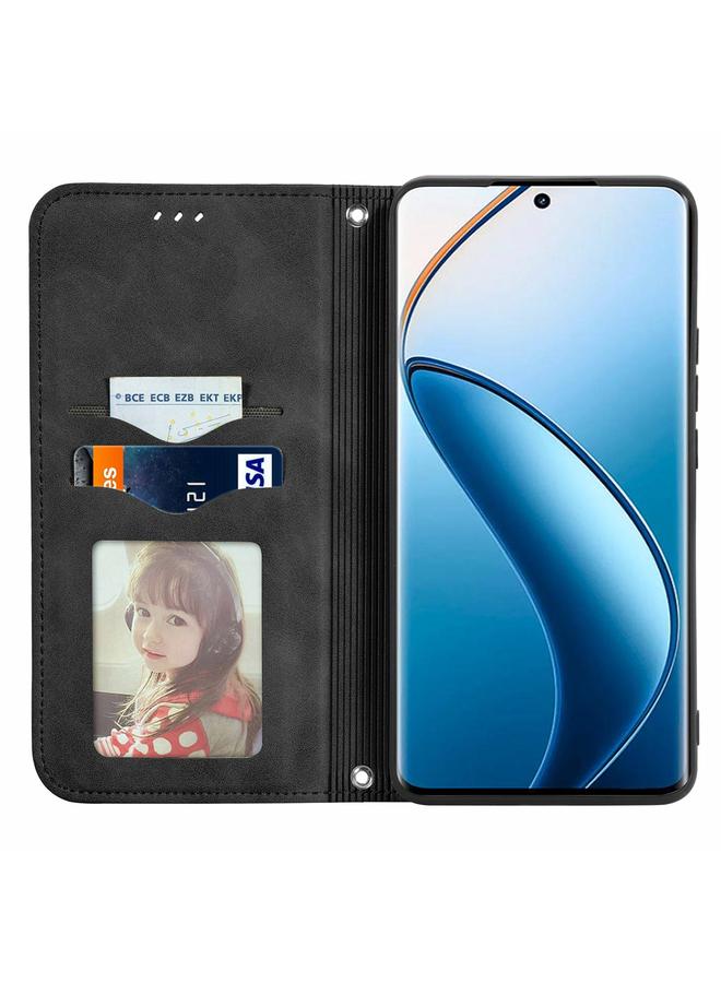 S-TOP Case For Realme 12+ Retro Skin Feel Magnetic Flip Leather Phone Case - Image 3