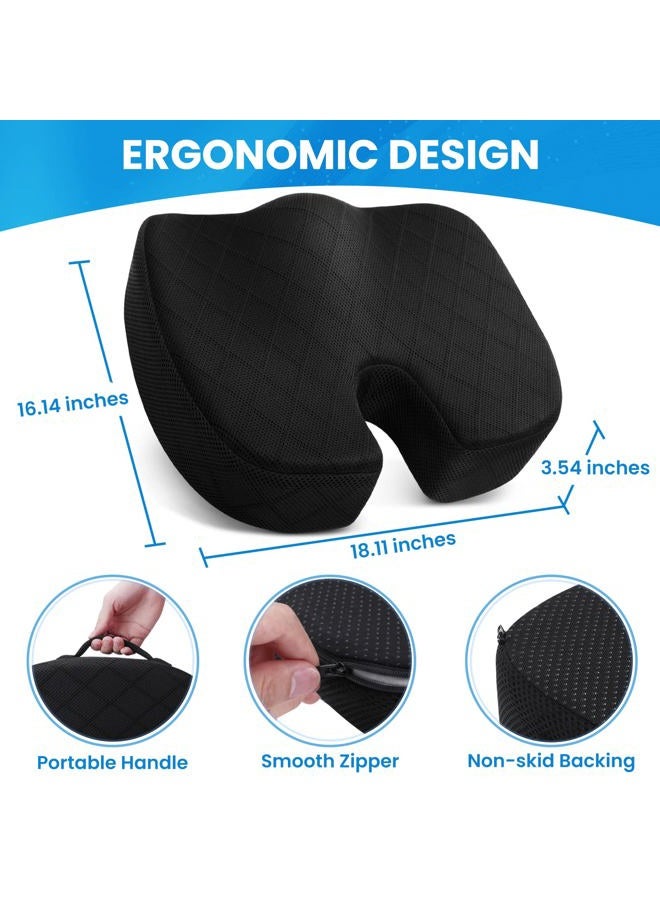 TushGuard Seat Cushion, Office Chair Cushions, Car Seat Cushion, Non-Slip Sciatica & Back Coccyx Tailbone Pain Relief Chair Pad for Computer Desk, Wheelchair, Driving (Black, X-Large) - Image 2