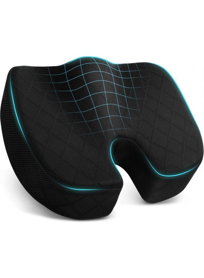 TushGuard Seat Cushion, Office Chair Cushions, Car Seat Cushion, Non-Slip Sciatica & Back Coccyx Tailbone Pain Relief Chair Pad for Computer Desk, Wheelchair, Driving (Black, X-Large) - Image 1