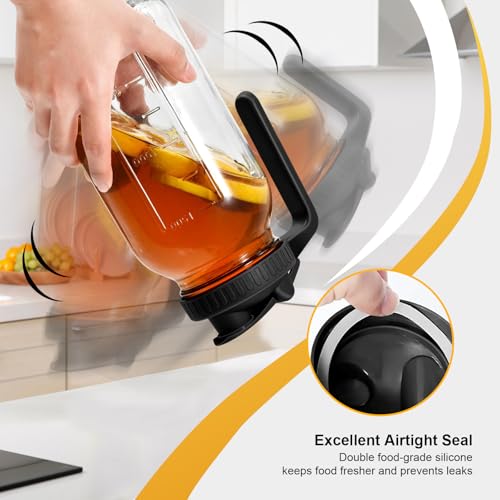 NIJIALGEXPY 64oz Glass Pitcher with Lid, 2 Quart Mason Jar Pitchers with Lid and Spout, Wide Mouth Breast Milk Pitcher Glass Jug Sun Tea Pitchers, Cold Brew Coffee pitcher, Fridge Container for Water, Juice, Tea - Image 4