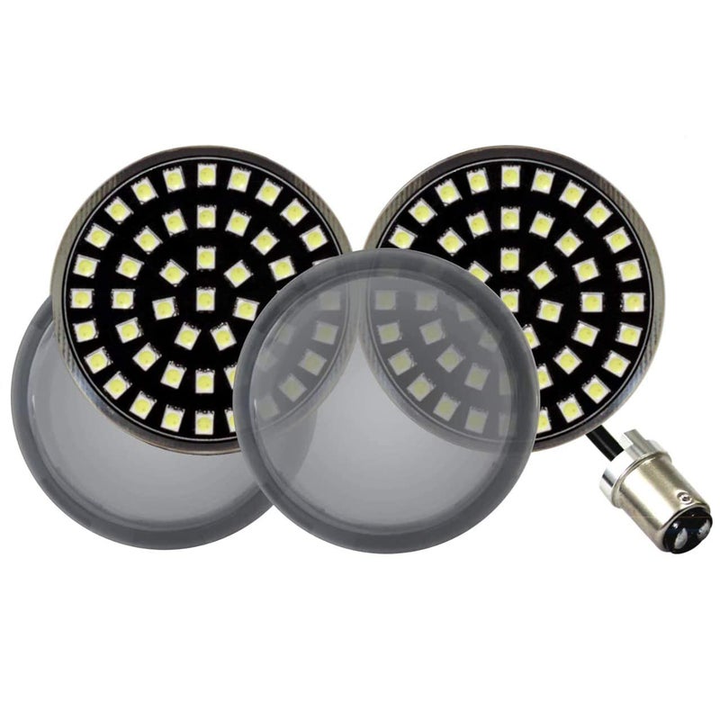 Eagle Lights Generation II Midnight Edition 2 Inch Front LED Turn Signals with White Running Lights Smoked Lenses Compatible with Harley Davidson Motorcycles