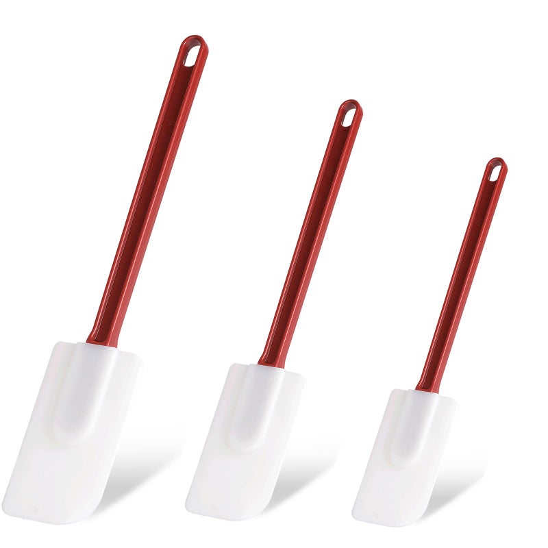 heffiso Silicone Rubber Spatula High Heat Spatula Rubber Spatula Set of 3  High Heat Spatula for Cooking  Commercial Spatula for Cooking  Commercial Rubber Spatula (3 Scrapers (9.5/14/16Inches)) - Image 1
