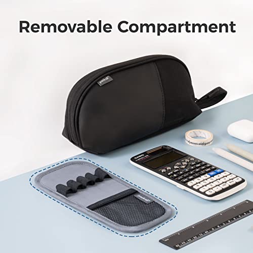 pack all Large Pencil Case with Zipper, Multi-Compartment Organizer Pouch for Pens & Makeup, Portable Stationery Bag for Office, School, Travel (Black) - Image 3