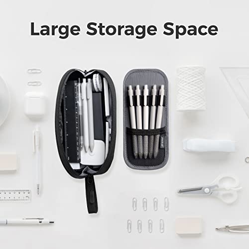 pack all Large Pencil Case with Zipper, Multi-Compartment Organizer Pouch for Pens & Makeup, Portable Stationery Bag for Office, School, Travel (Black) - Image 2