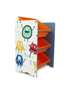 Home Canvas Home Canvas Crazy Monster Toy Storage 3Bins Organizer For Kids Play Room, Multicolor  - Image 1