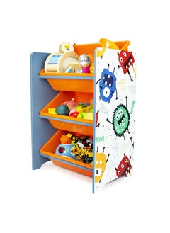 Home Canvas Home Canvas Crazy Monster Toy Storage 3Bins Organizer For Kids Play Room, Multicolor  - Image 3