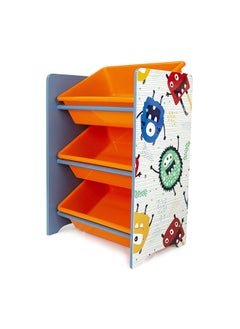 Home Canvas Home Canvas Crazy Monster Toy Storage 3Bins Organizer For Kids Play Room, Multicolor  - Image 4