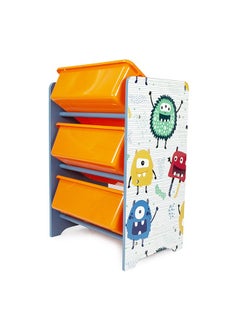 Home Canvas Home Canvas Crazy Monster Toy Storage 3Bins Organizer For Kids Play Room, Multicolor  - Image 5