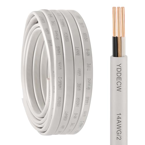 YDDECW 142 NMB Wire with Ground 25FT 14 Gauge NonMetallic Sheathed Cable Pure Copper 14 AWG 2 Conductor Residential Indoor Wire for Outlets Switches and Other Loads etc - Image 1