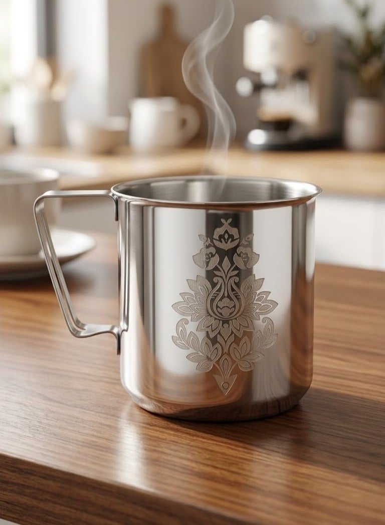 Stainless Steel Milk Pot with Handle, Multi-Purpose Coffee and Milk Heating Cup for Electric Stove, Durable Heat Resistant (1000 Milliliters) - Image 2