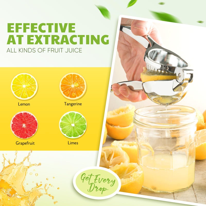 PUPTILY Lemon Squeezer Large, Lemon Squeezer Juicer Stainless Steel, Heavy Duty Manual Citrus Juicer Hand Press, Kitchen Tools Lime Squeezer Bar Tool, Easy to Clean Metal Lemon Hand Press - Image 5