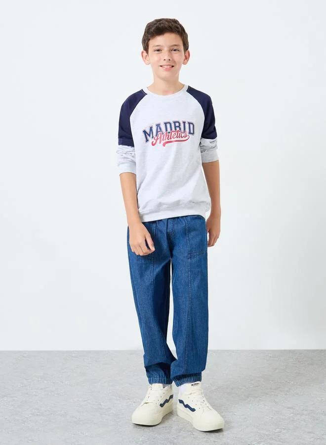 Styli Teens Drop Shoulder Color Block Sweatshirt