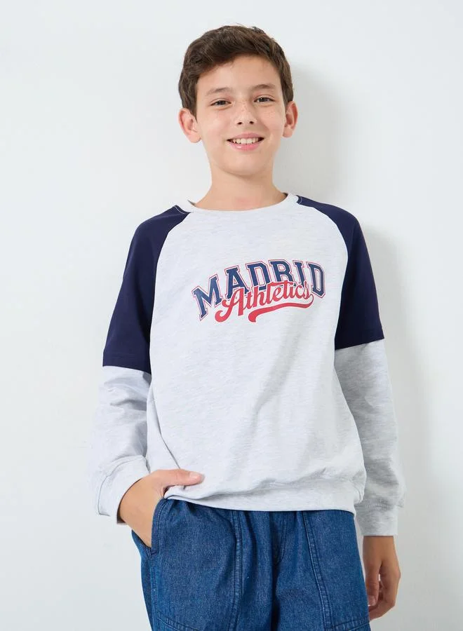 Styli Teens Drop Shoulder Color Block Sweatshirt