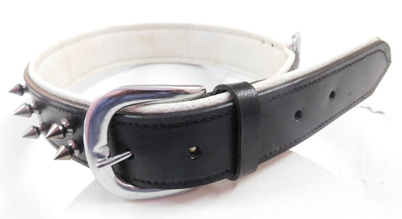 Skora Stylish Double Row Spike Pu Dog Collar 1.25 Inch - Black and White Size Small - Image 5