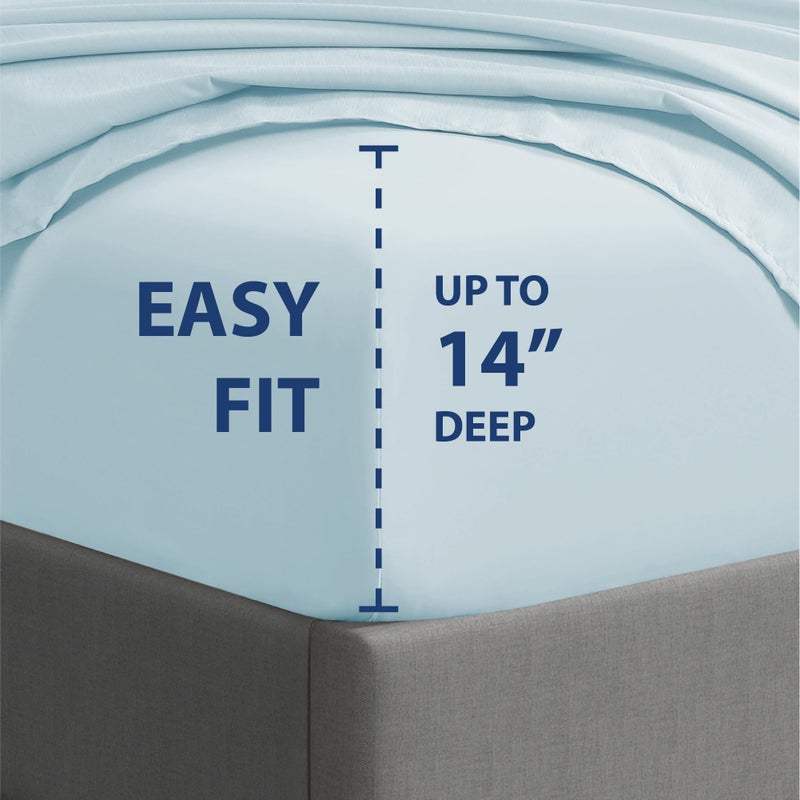 Cathay Home Essentials Ultra Soft Hypoallergenic Wrinkle Resistant Double Brushed Microfiber Bedding Sheet Set, Aqua, Twin - Image 2