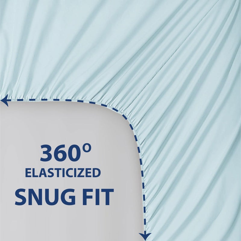 Cathay Home Essentials Ultra Soft Hypoallergenic Wrinkle Resistant Double Brushed Microfiber Bedding Sheet Set, Aqua, Twin - Image 3