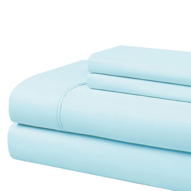 Cathay Home Essentials Ultra Soft Hypoallergenic Wrinkle Resistant Double Brushed Microfiber Bedding Sheet Set, Aqua, Twin - Image 1