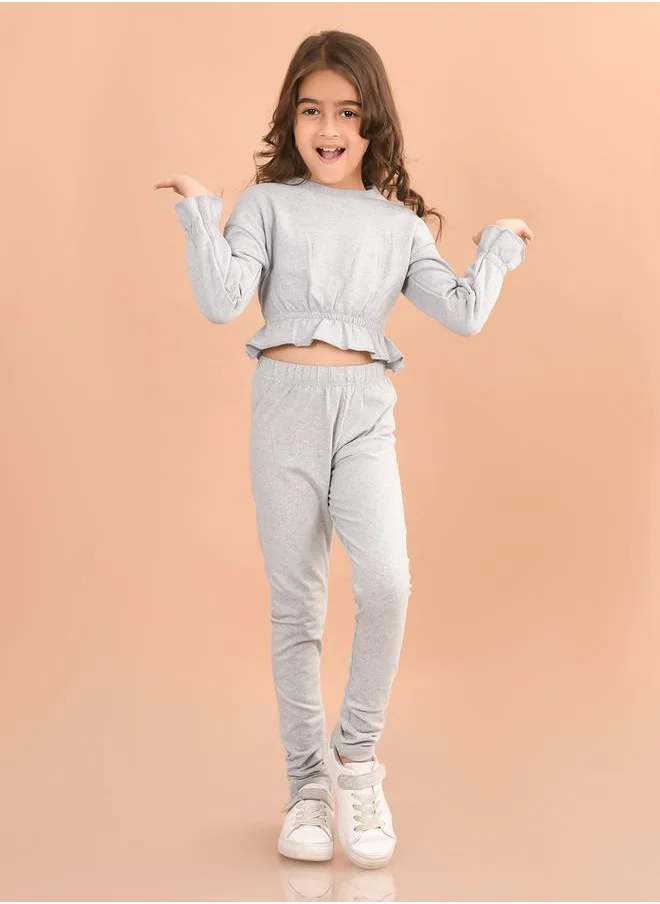 ليل بيكس Frill Hem Crop Top & Leggings Set by Styli