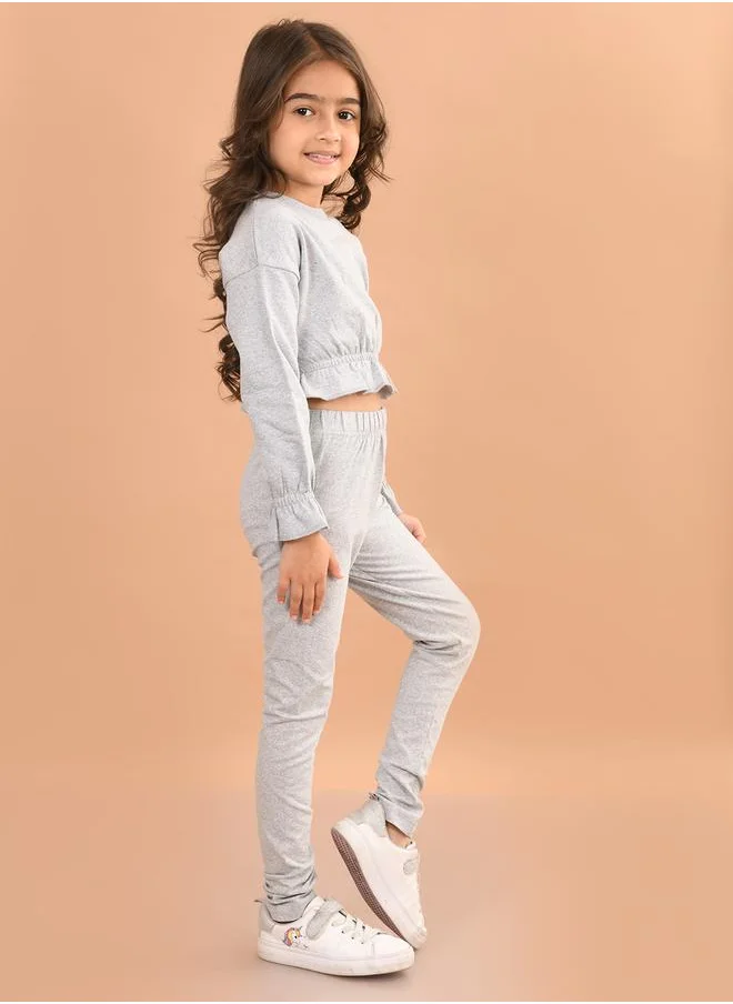 ليل بيكس Frill Hem Crop Top & Leggings Set by Styli