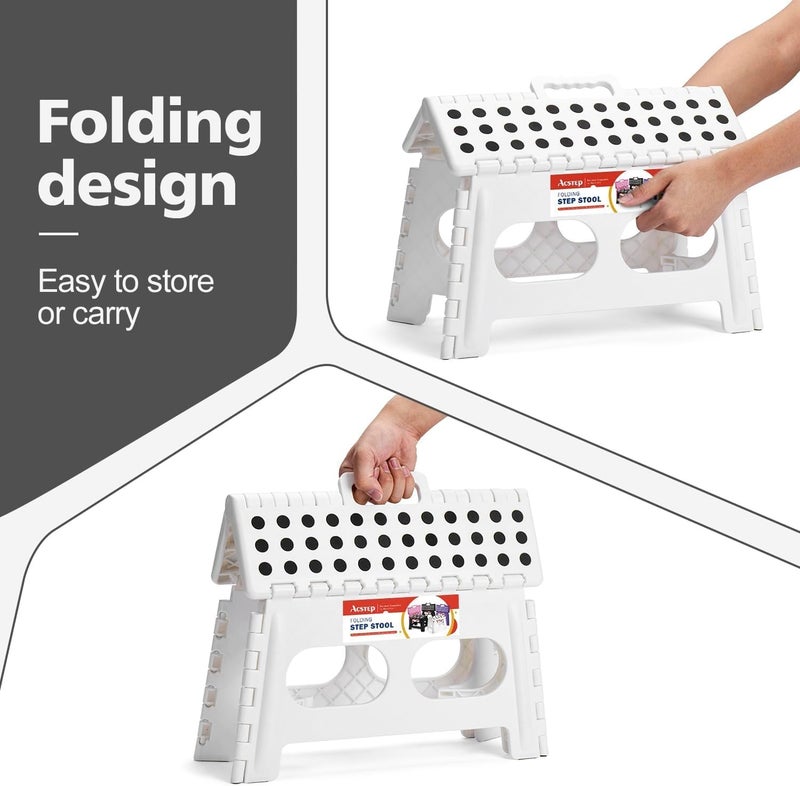 ACSTEP Folding Step Stool 9 Inch,15-Inch Extra Wide Heavy Duty Stepping Stool More Safe and Comfortable Non Slip Foldable Step Stool for Kids and Adults White, 10 Pack - Image 5