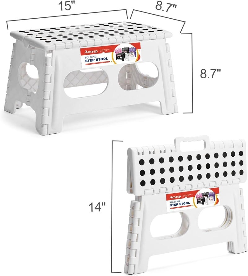 ACSTEP Folding Step Stool 9 Inch,15-Inch Extra Wide Heavy Duty Stepping Stool More Safe and Comfortable Non Slip Foldable Step Stool for Kids and Adults White, 10 Pack - Image 4