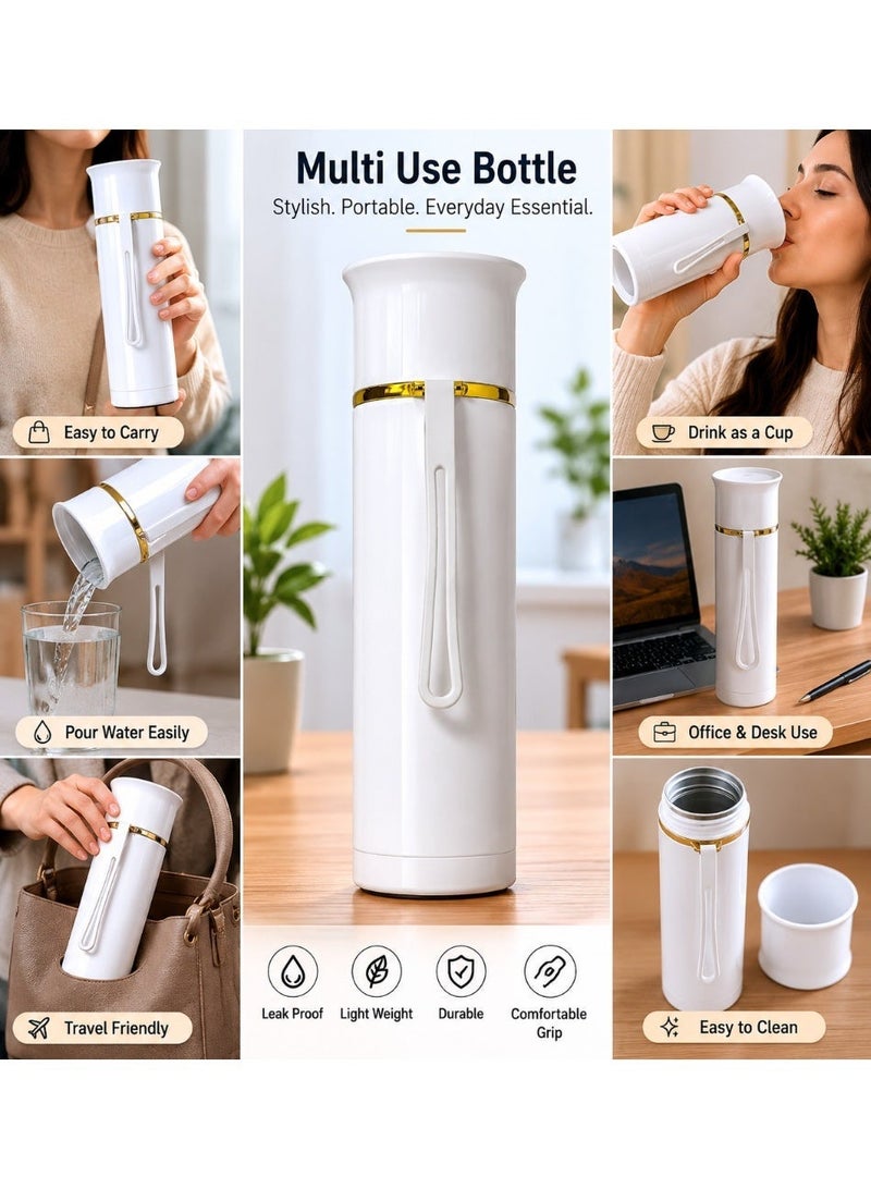 Trendiva White Vacuum Flask Bottle – Premium Insulated Water Bottle with Strap Handle | Hot & Cold Stainless Steel Travel Thermos for Office, School & Gym - Image 2
