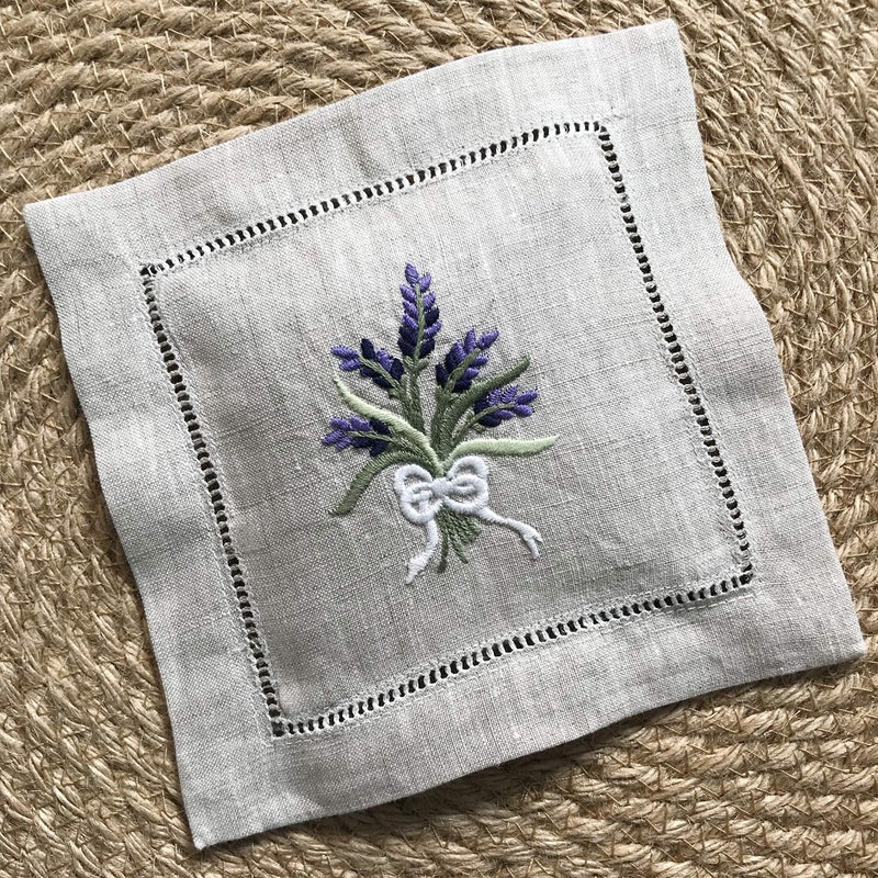 Minhcraft Hand Embroidered Lavender Sachet Bag Wheat Embroidery Natural Linen 6"x6", Set of 3 - Image 4