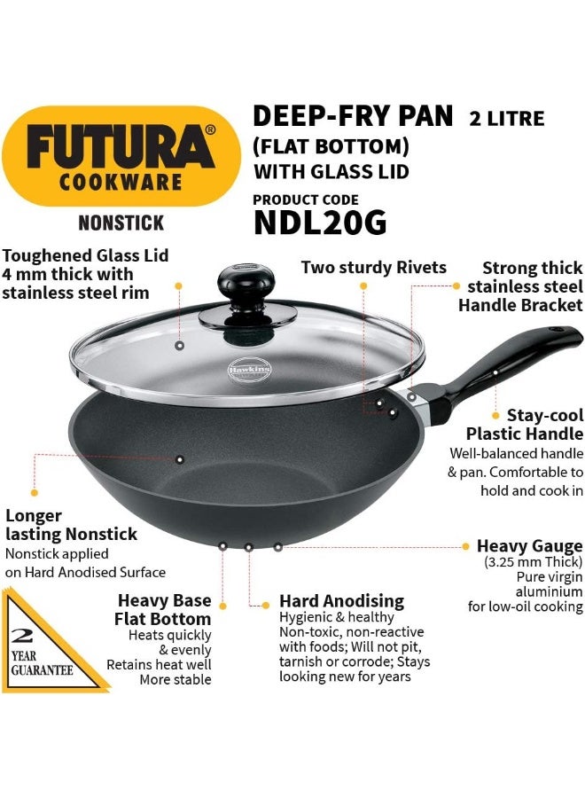 Hawkins مقلاة هوكينز فوتورا العميقة مع غطاء زجاجي سعة ٢ لتر - Image 2