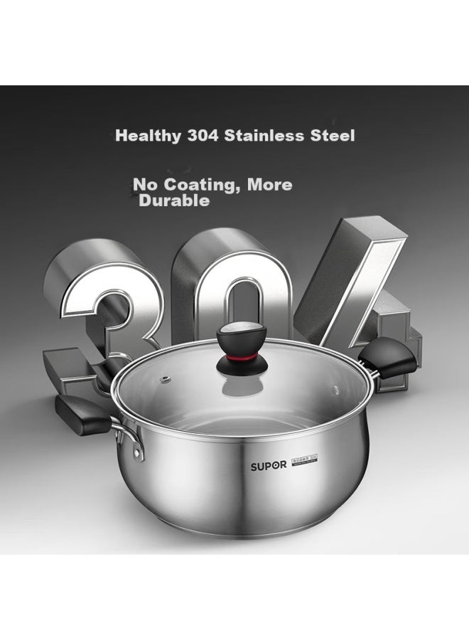 Supor, Little Red Circle 304 Stainless Steel Soup Pot Milk Pot Noodle Pot, 20cm, Universal Base St20h1 - Image 3