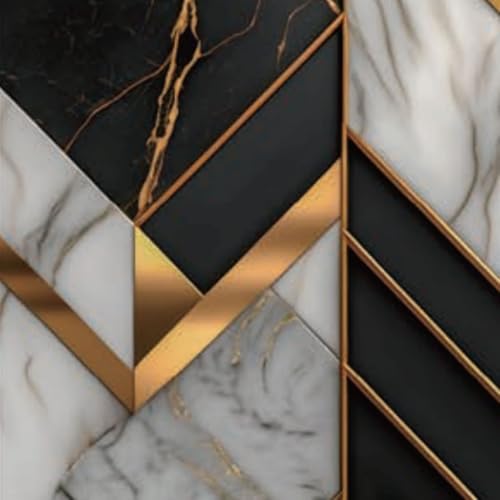 Nimbose® 3D Abstract Gold Geometric Modules Self-Adhesive Wallpapers, Waterproof Vinyl Stickers for Old Furniture, Wooden Doors, Wardrobe, Big Size 10 Meter Rolls (45x1000 cm) - Image 1
