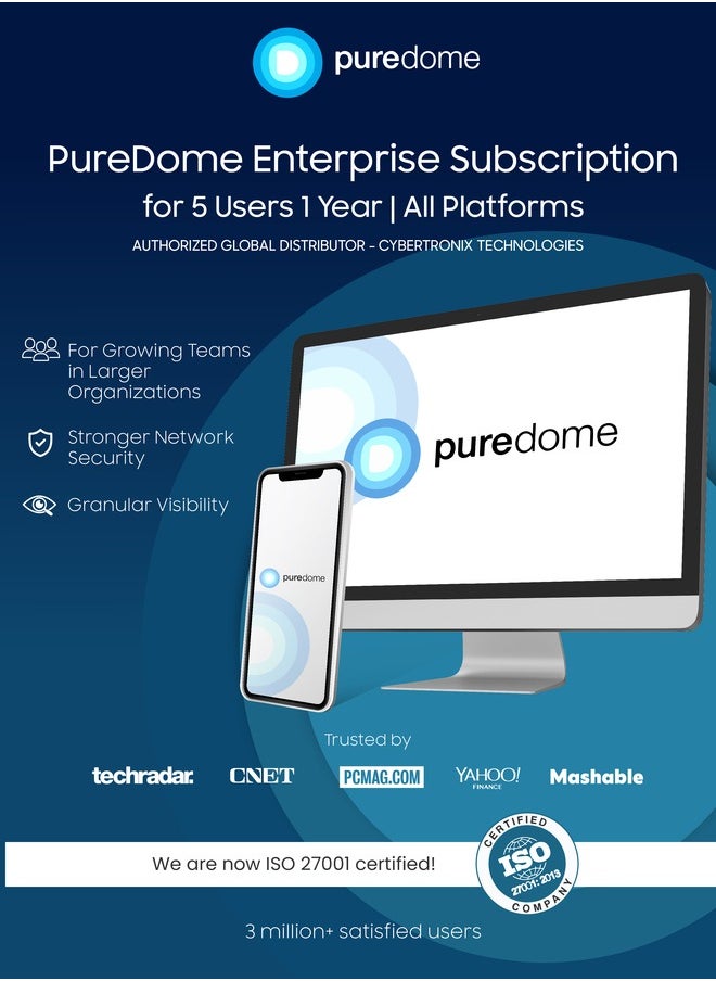 ماركة غير محددة PureDome Enterprise Subscription for 5 Users 1 Year| All Platforms | Digital Subscription 