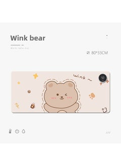 Heating Mouse Pad Office Desktop Heating Warm Table Mat Students Homework Writing Heating Table Mat Warm Hand Waterproof-Color:60*36 Four-leaf Clover Digital Display Switch-Pattern:Wink Bear