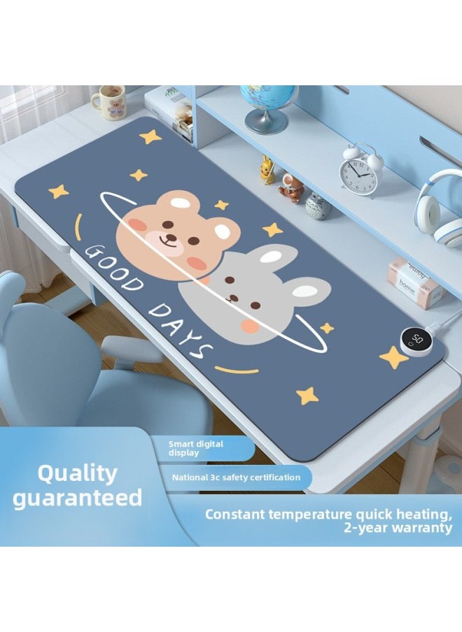 Generic - Heating Mouse Pad Office Desktop Heating Warm Table Mat Students Homework Writing Heating Table Mat Warm Hand Waterproof-Color:60*36 Four-leaf Clover Digital Display Switch-Pattern:Wink Bear - Image 1