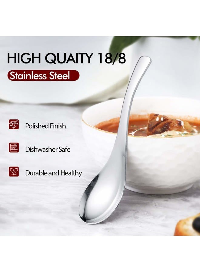 Hiware Thick Heavy-weight Soup Spoons, High Grade Stainless Steel Soup Spoons, Set of 6 - Image 3