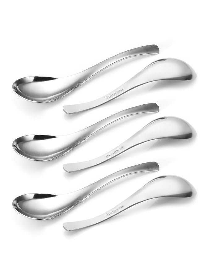 Hiware Thick Heavy-weight Soup Spoons, High Grade Stainless Steel Soup Spoons, Set of 6 - Image 1