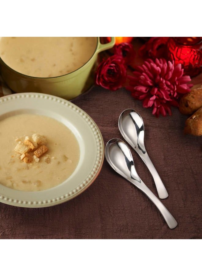 Hiware Thick Heavy-weight Soup Spoons, High Grade Stainless Steel Soup Spoons, Set of 6 - Image 4