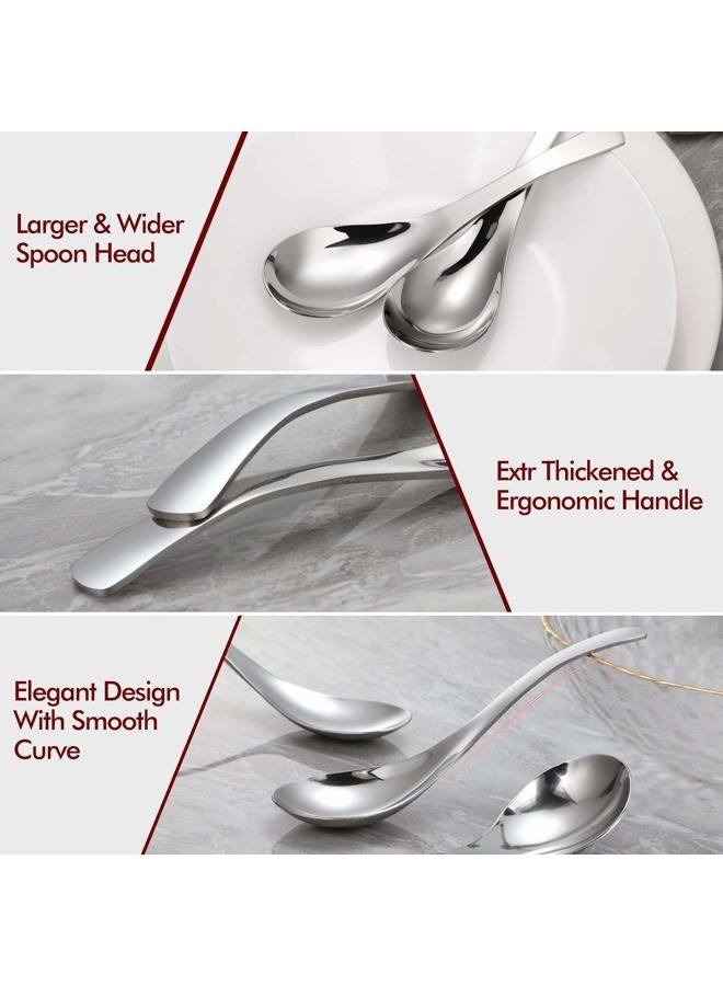 Hiware Thick Heavy-weight Soup Spoons, High Grade Stainless Steel Soup Spoons, Set of 6 - Image 2