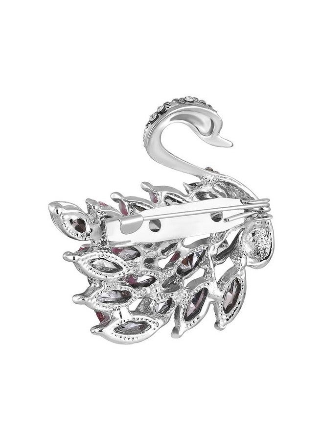 Mahi Sparkling Pink and White Crystals Swan-Shaped Brooch Clothing Accessories for Women (BP1101156RPin) - Image 4