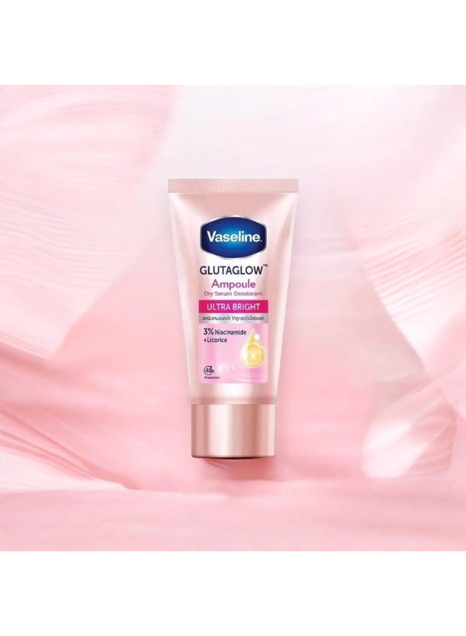 Vaseline GlutaGlow Ampoule Dry Serum Deodorant Ultra Bright 45g – 48H Protection with 10X GlutaGlow & Niacinamide