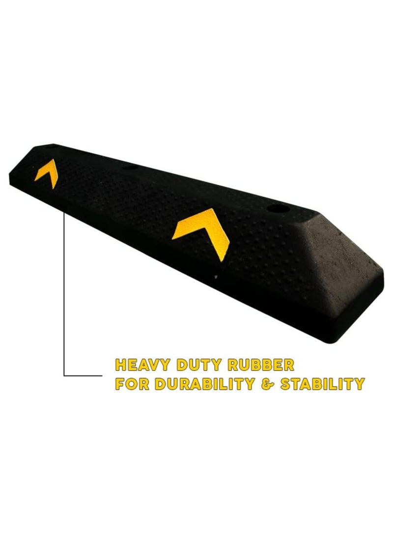 BERRY Berry 90CM Parking Wheel Stop – Heavy Duty PVC Parking Curbs with Yellow Reflectors | Durable Wheel Stoppers for Commercial & Domestic Car Parks  - Image 2