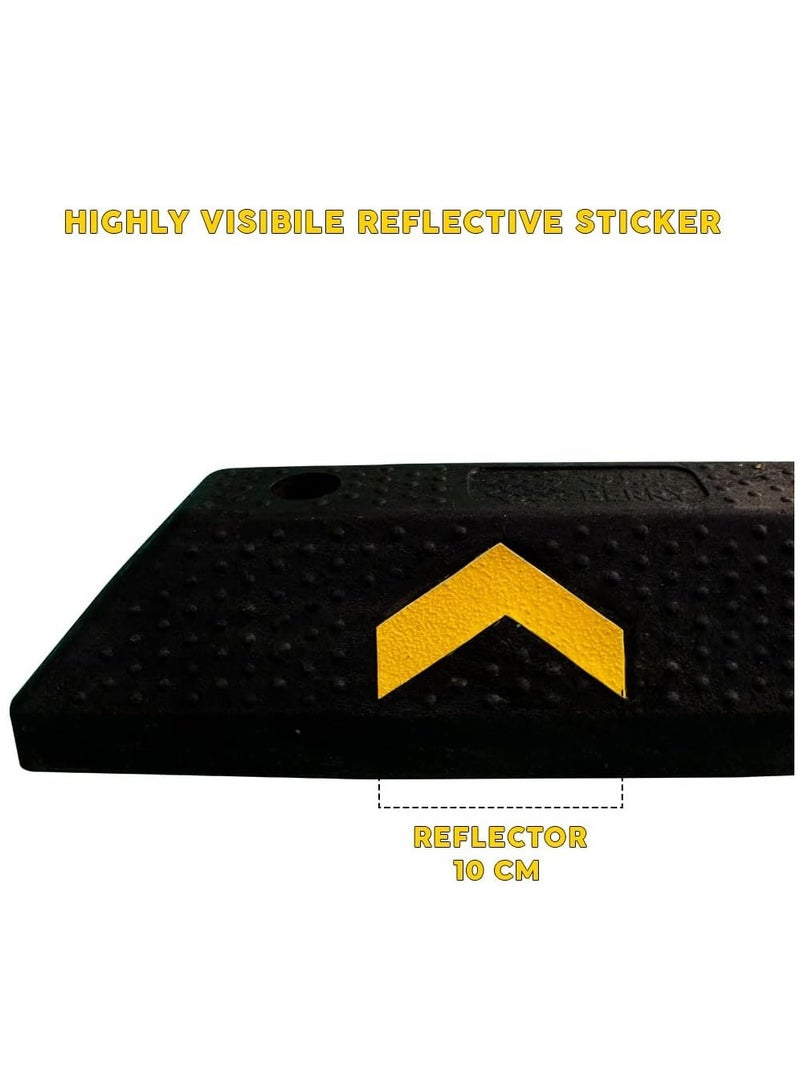 BERRY Berry 90CM Parking Wheel Stop – Heavy Duty PVC Parking Curbs with Yellow Reflectors | Durable Wheel Stoppers for Commercial & Domestic Car Parks  - Image 5