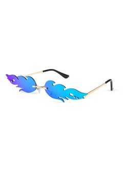 FEISEDY Fire Flame Sunglasses For Women Mirror Rimless Fire Shaped Novelty Sunglasses B2839Green Mirror  - Image 1