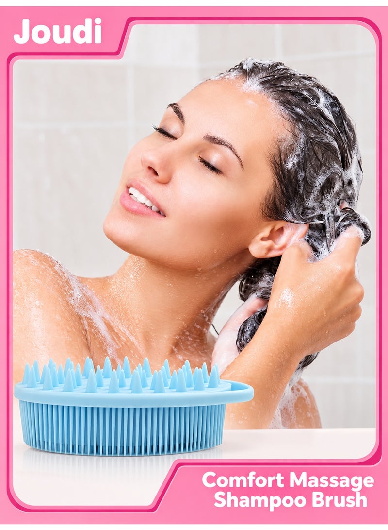 Joudi 2-in-1 Silicone Body Scrubber & Scalp Massager Brush, Exfoliating Shower Loofah for Deep Cleansing, Gentle Bath & Shampoo Brush for Women, Men & Pets, Light Blue - Image 4