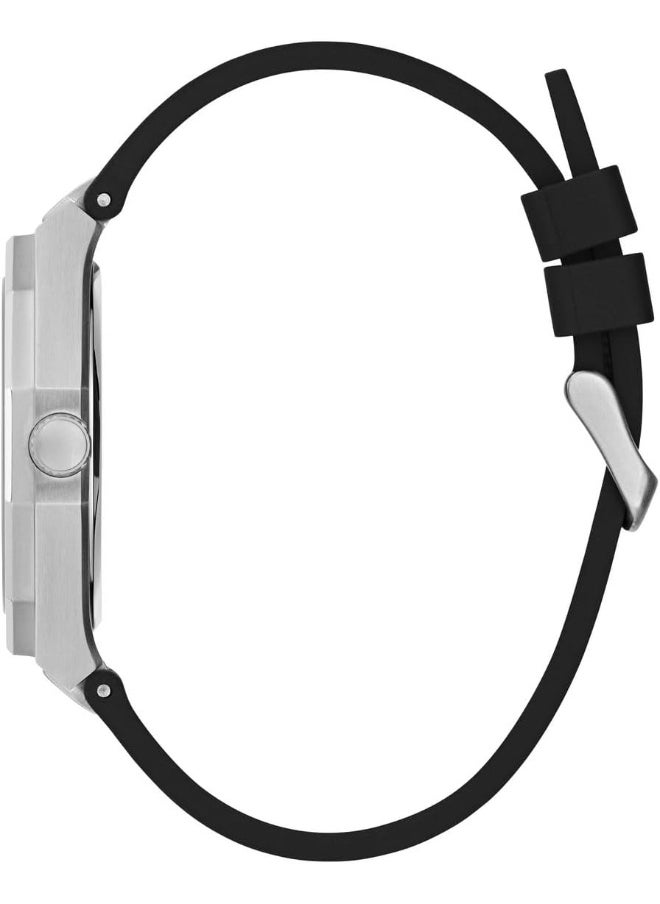 GUESS GUESS Men's 42mm Watch - Black Strap Black Dial Silver Tone Case  - Image 2