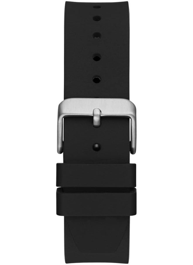 GUESS GUESS Men's 42mm Watch - Black Strap Black Dial Silver Tone Case  - Image 3