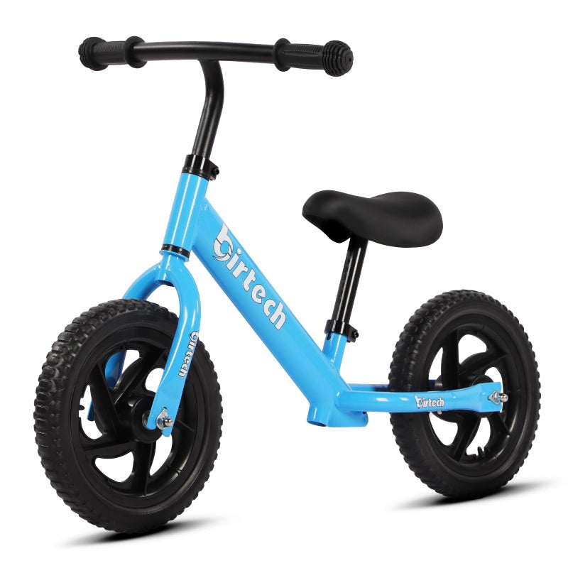 Birtech Balance Bike for 25 Year Old 12 Inch Toddler Bike No Pedal Training Bicycle with Adjustable Seat Height Airless Tire Light Blue