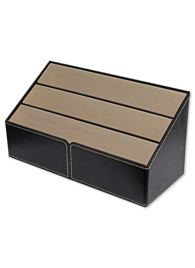 FIS Paper and Envelope Holder for Desk Set German Bonded Leather Material Size:25x11x12.8cm with Box-Black-FSDSEHBLBK  - Image 1