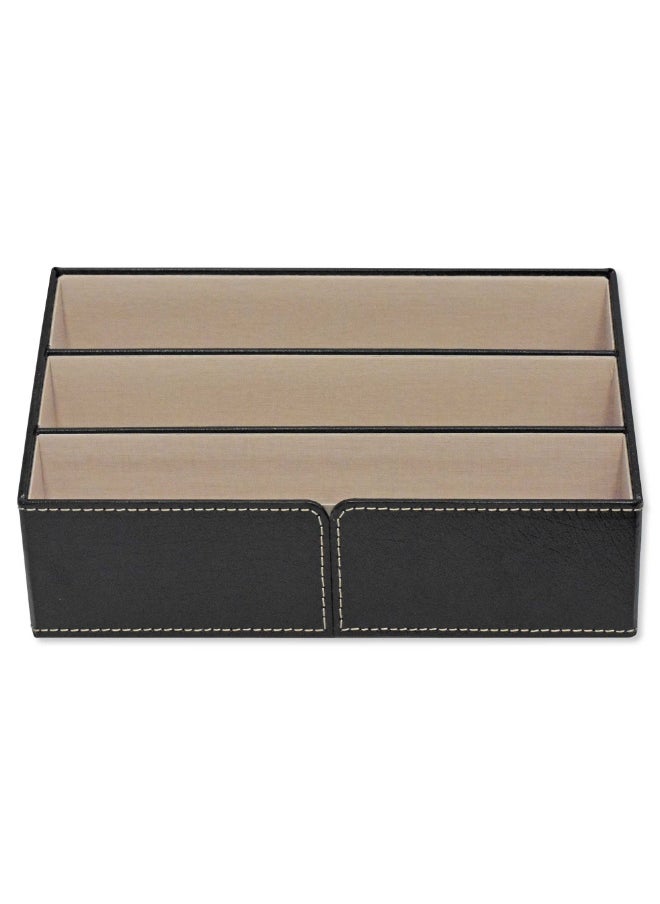 FIS Paper and Envelope Holder for Desk Set German Bonded Leather Material Size:25x11x12.8cm with Box-Black-FSDSEHBLBK  - Image 4