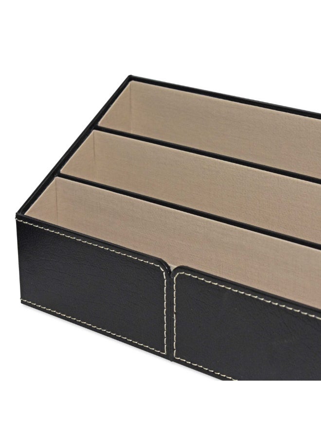 FIS Paper and Envelope Holder for Desk Set German Bonded Leather Material Size:25x11x12.8cm with Box-Black-FSDSEHBLBK  - Image 2